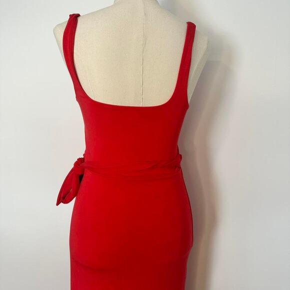 Red Aritzia Wrap Midi Dress - Picture 3 of 8
